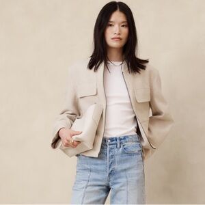 NWT BANANA REPUBLIC BELLA COTTON-LINEN BOMBER JACKET SZ M